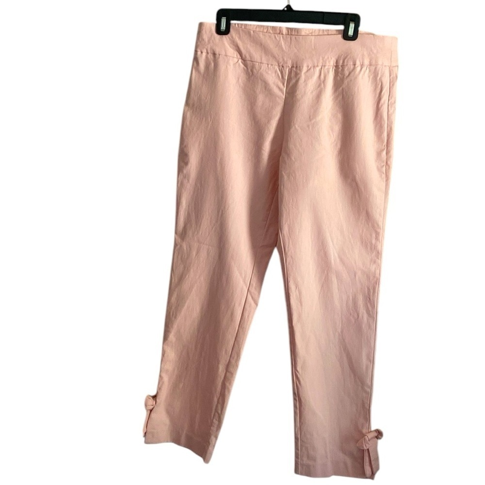 Grace Elements Women’s Pastel Petal Pink Straight Leg Pants With Bows Size Large